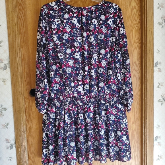 Gap LS smock waisted navy floral mini dress polyester size XXL - Picture 9 of 10